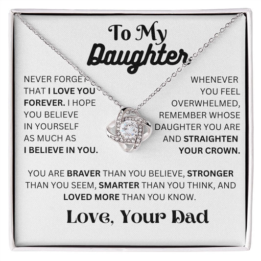To My Daughter Never Forget Love Knot Necklace