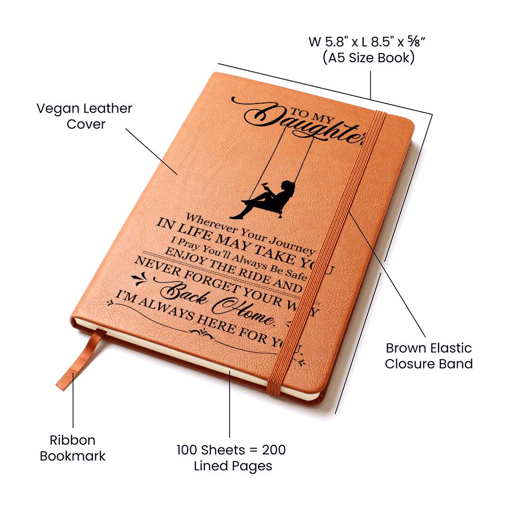 To My Daughter Gifts, Vegan Leather Ruled Notebook Journal, 100 Sheets, A5 Size Book