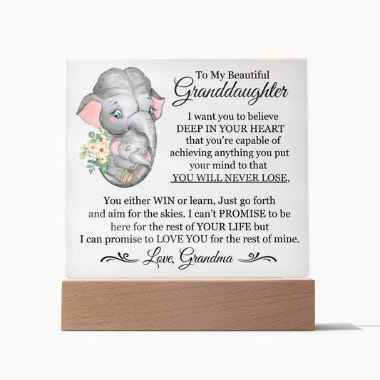 To My Beautiful Granddaughter-- Gift for Granddaughter, Premium Acrylic Keepsake with Built-in LED Lights